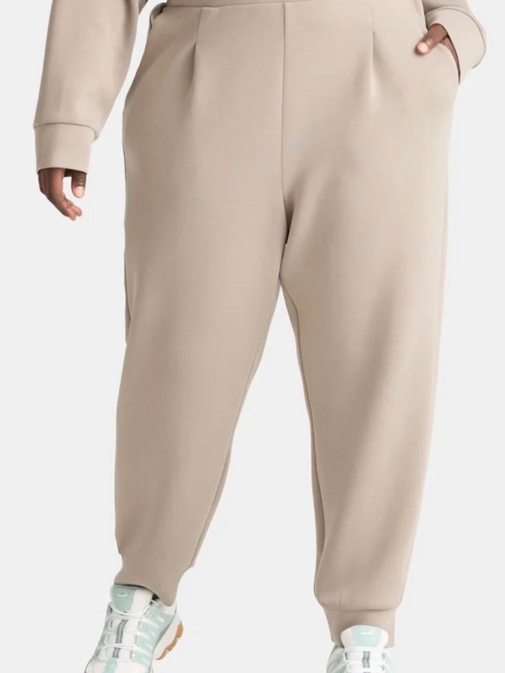 Avia Beige ScubaKnit Track Joggers